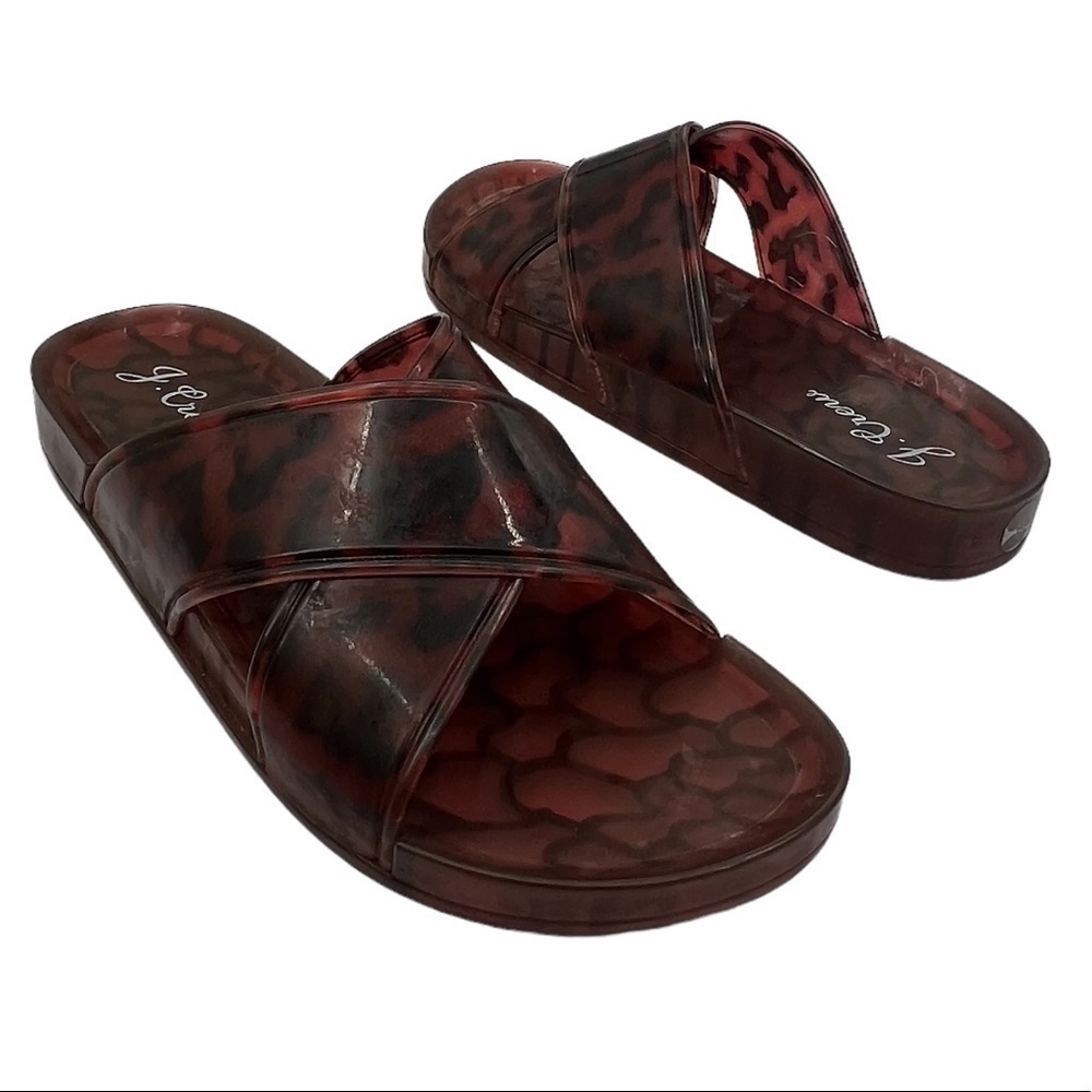 J. Crew Criss Cross Brown Tortoise Jelly Slide Sandals Size 8 Women's